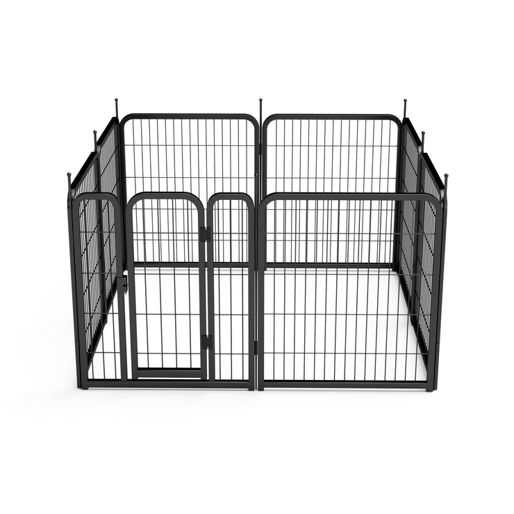 Outdoor dog fence, 8-piece board dog fence. 31 inch portable pet sports fence. Black, 26.3 inches wide x 31.5 inches high.