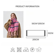 Handmade knotted tassel dopamine pink plaid scarf cold resistant thickened plaid student scarf shawl