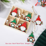 Christmas Painted Wooden Pendant Santa Claus Gift Christmas Tree 12pcs