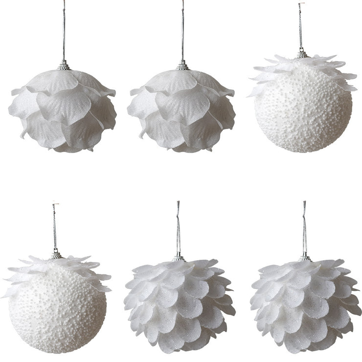 White petal Christmas ball Christmas atmosphere decoration Sticky powder foam decorations Christmas tree