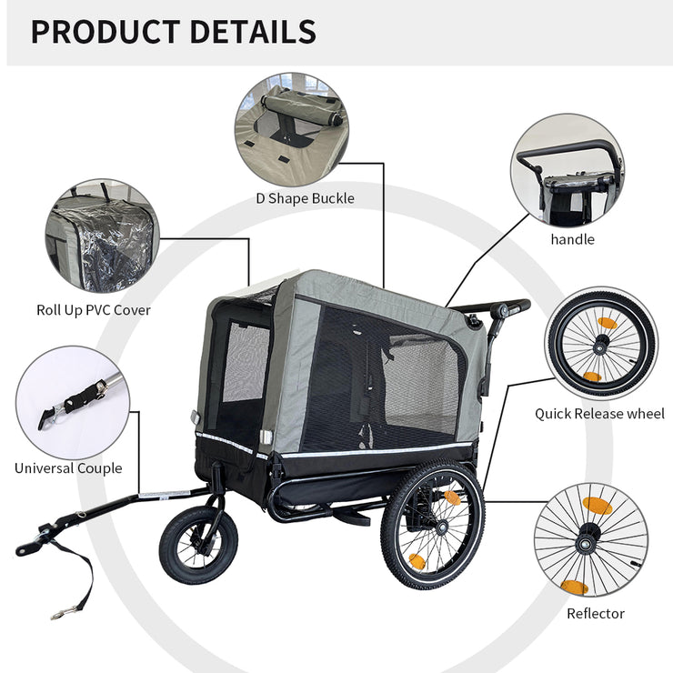 Outdoor Heavy Duty Foldable Utility Pet Stroller Dog Carriers Bicycle Trailer