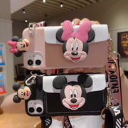 Suitable for Apple 14 Messenger mobile phone case iphone13 Mickey and Minnie card coin purse cartoon