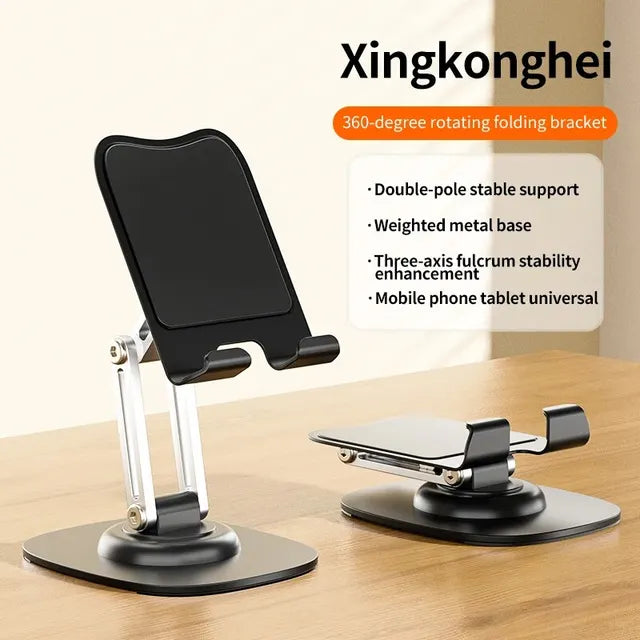 Multi-Function Folding Lift Lazy Mobile Phone Stand 360° Rotating Live Stand Aluminum Mobile Phone Tablet Desktop Stand