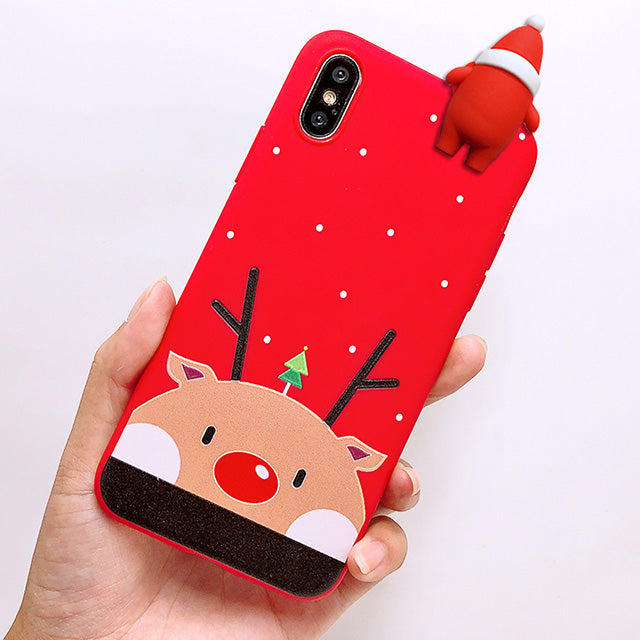 Santa Claus Phone Case For iPhone 5 S SE 6S 7 8 Plus X XR XS 11 Pro Max Cartoon Christmas Deer Snowman Soft TPU Phone Cover Case