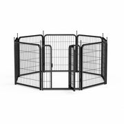 Outdoor dog fence, 8-piece board dog fence. 31 inch portable pet sports fence. Black, 26.3 inches wide x 31.5 inches high.