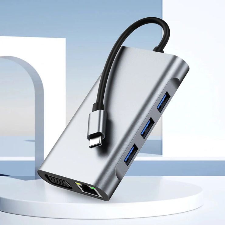 Cross border 8-in-1 docking station network card MST multi screen display suitable for Apple Huawei computer type-c docking station - Follow yourDream