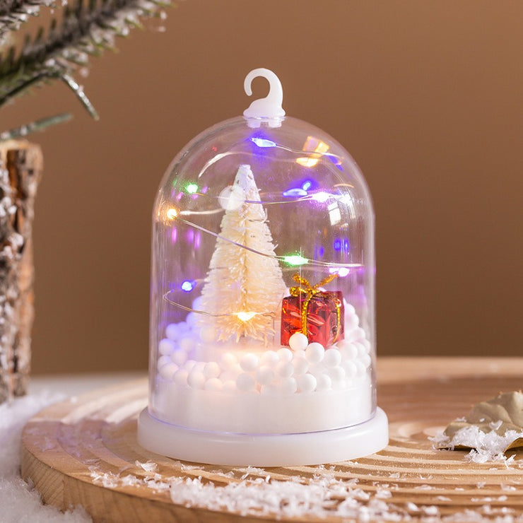 Christmas Decorations Children's Glowing Tree Silver Flower Gift Night Light Desktop Christmas Tree Snow Scene Decoration