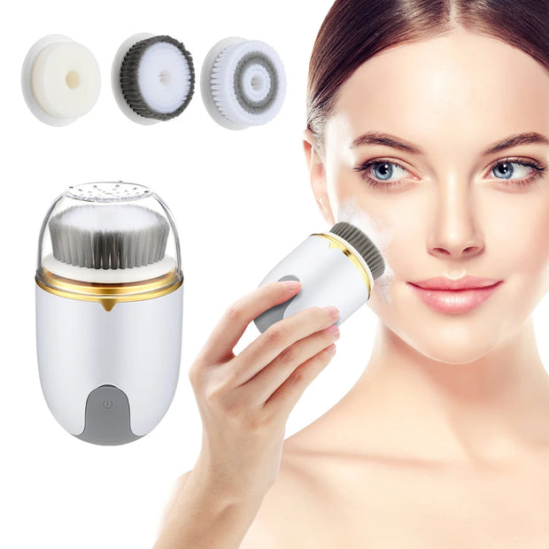 3 in 1 Ultrasonic Facial Cleanser Brush Electric Cleansing Face Brush 360 Rotate Deep Cleaning Brush Facial Skin Care Machine