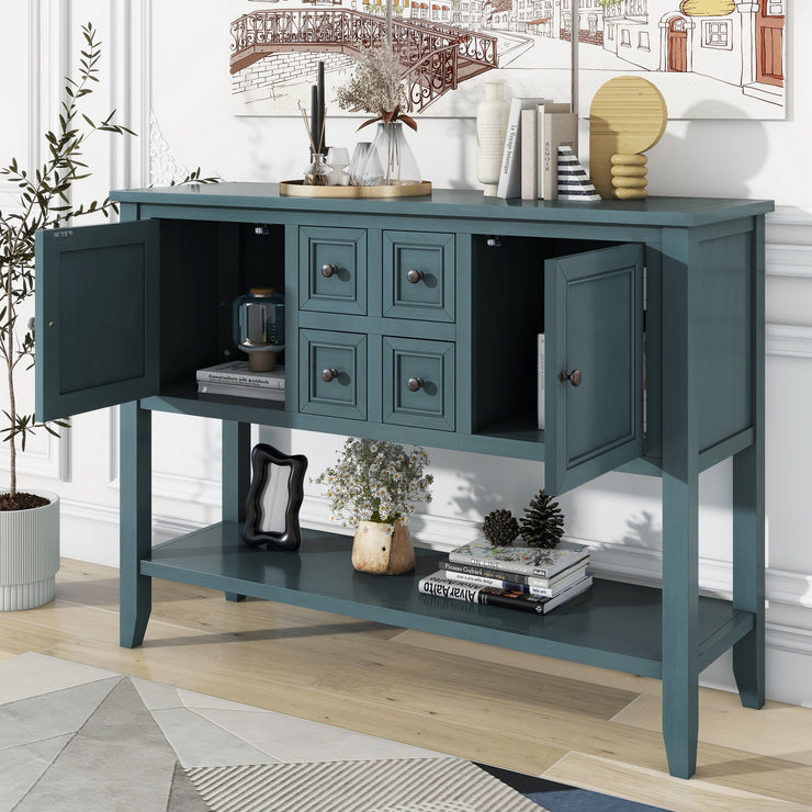 REXM Cambridge Series Spacious Storage Retro Console Desk with Four Small Drawers and Bottom Shelf