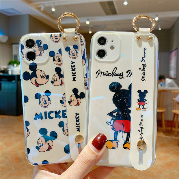 Blu Ray Cute Mickey Suitable For Iphone12pro Mobile Phone Case Wristband Apple 7plus Mickey Mouse 11 Protective Case