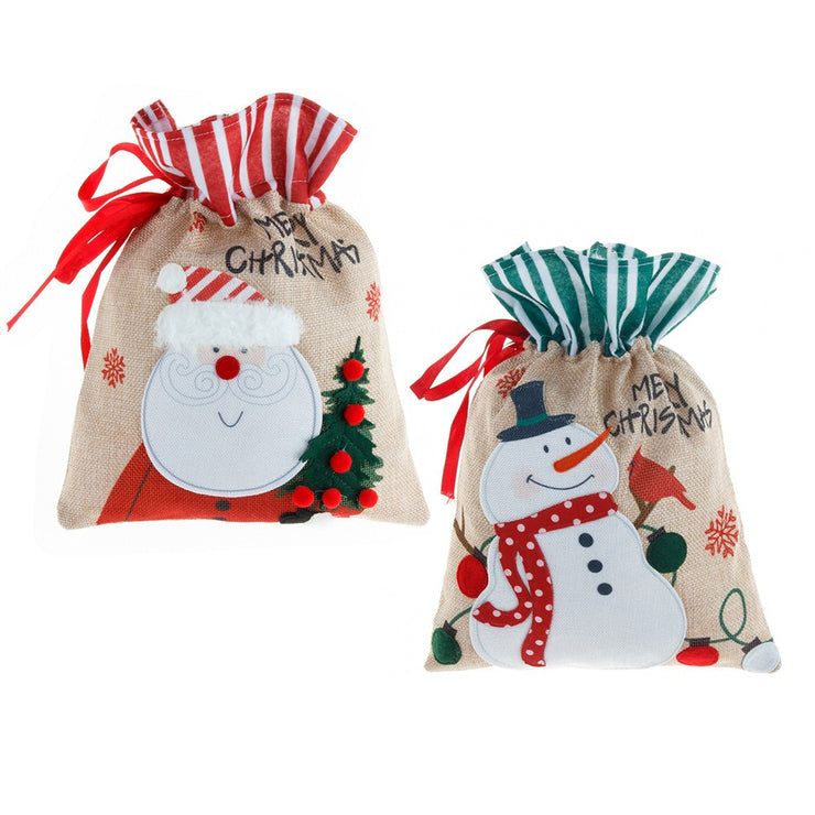 New Christmas gift bag burlap drawstring candy bag apple bag cartoon bag Christmas gift bag