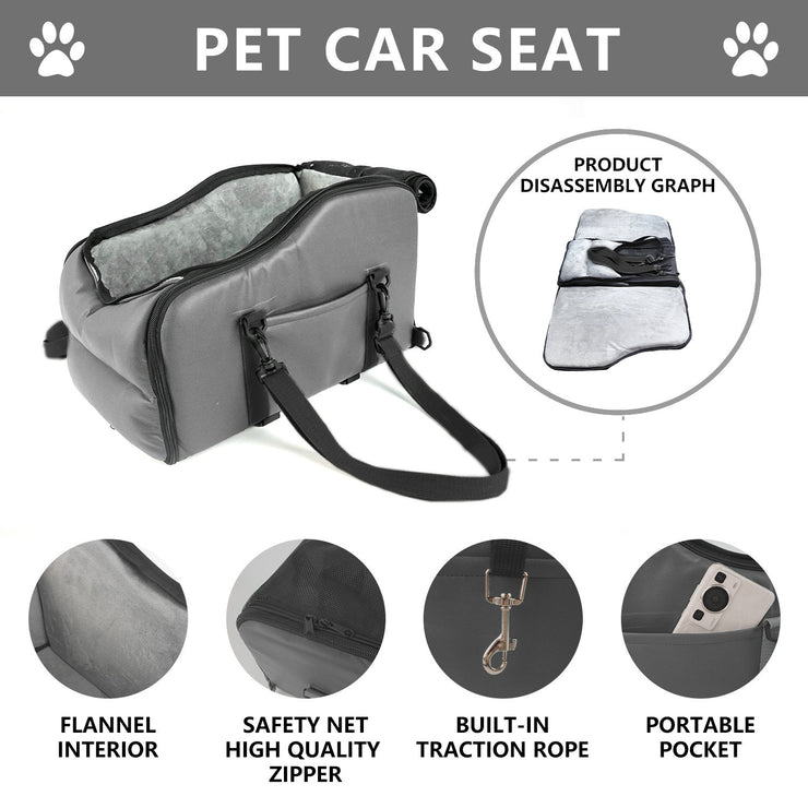 Portable pet bed for outings car travel safety seat center console car cushion car dog bed small dog ride artifact