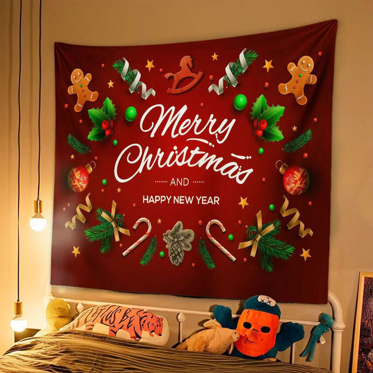 New Christmas Background Cloth, Christmas Tapestry, Christmas Party Event Decoration Hanging Cloth, Christmas Hanging Cloth