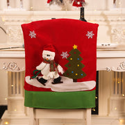 Christmas Restaurant Home Christmas Decorations Christmas Snowman Doll Ski Chair Back Cover Christmas Chair Cover