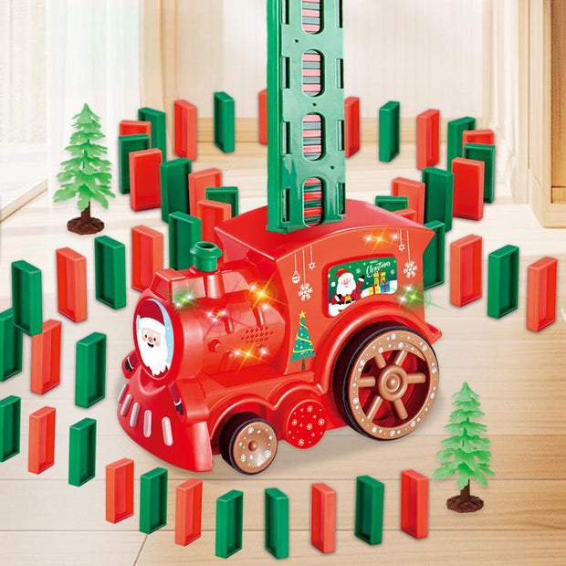 Christmas gift, dominoes, small train, lighting, music, automatic bidding, puzzle, DIY toy, electric bike