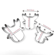 Christmas baked goods reindeer 3-piece set stainless steel biscuit mold Christmas reindeer cookie cutter set