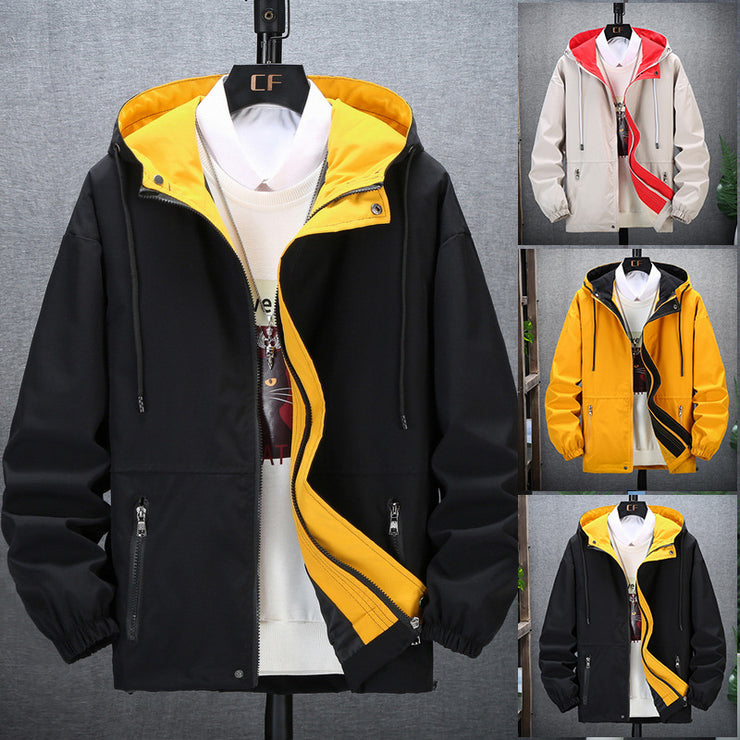 Men's casual jacket fashion trend hooded jacket Japanese workwear men's jacket