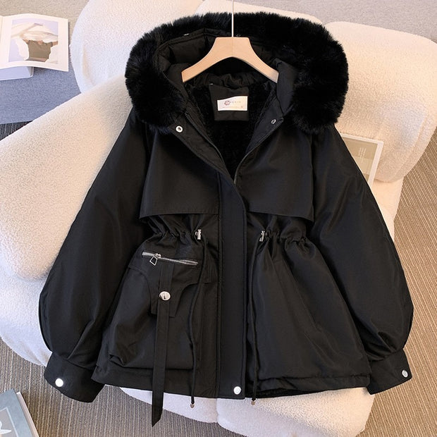 Down and cotton jacket fashionable and thick fur and leather integrated jacket