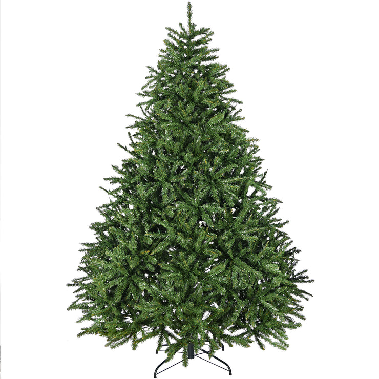 7-foot pre lit artificial holiday Christmas tree with 700 warm white lights, 2231 branches, easy to assemble, foldable base