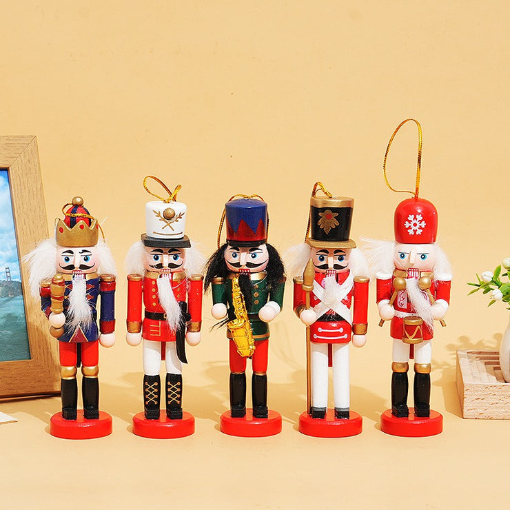 12CM Christmas Nutcracker Living Room Doll Set of Five Wooden Pendants