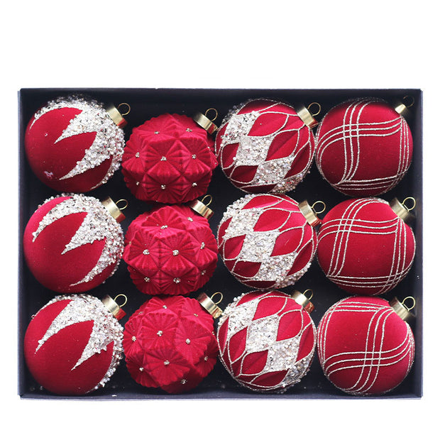 Christmas ball decoration 8cm/12 pieces colored brick plush Christmas ball set Christmas tree pendant