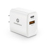 PowerPeak PD Wall Dual Port Charger 20W - White