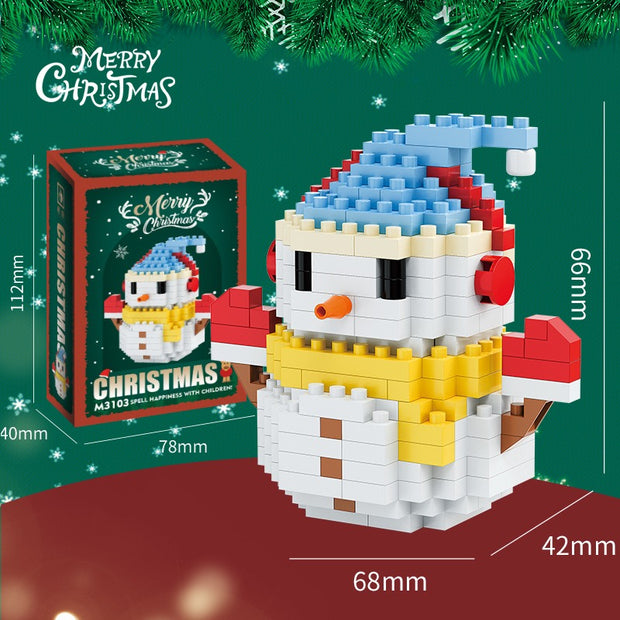 Compatible with building blocks, small particle assembly, snowman, Christmas reindeer, Christmas gifts, children's toy gifts