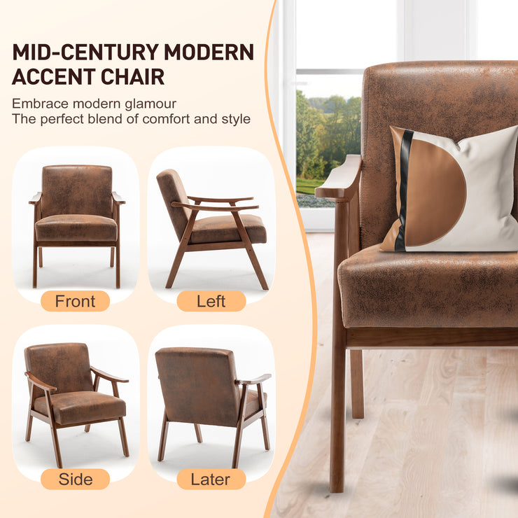 Medieval modern chair, solid wood frame living room chair, accent chair with ultra thick backrest