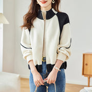 Small woolen coat, casual and versatile, loose and thick baseball jacket, short top