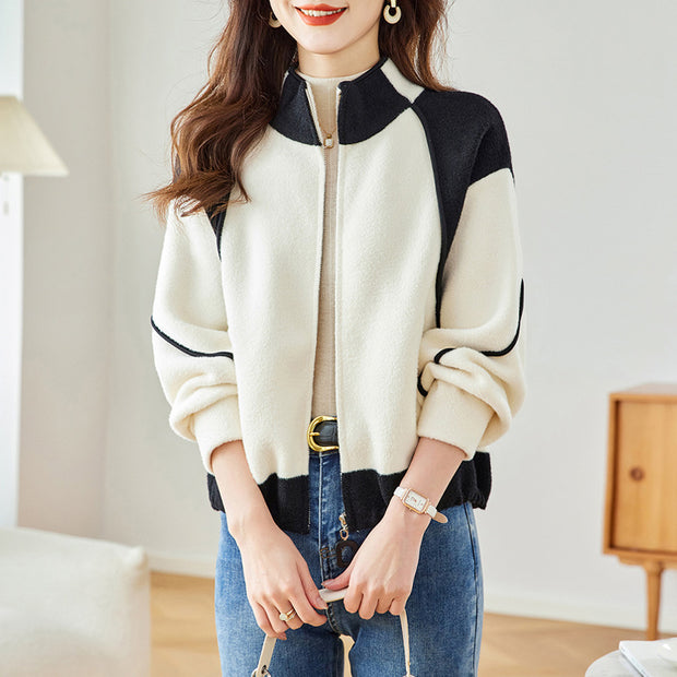 Small woolen coat, casual and versatile, loose and thick baseball jacket, short top