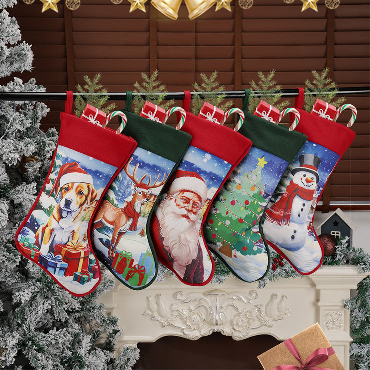 Christmas Decorations Creative Cartoon Christmas Socks Christmas Fireplace Decoration Gift Bags Holiday Hanging Decorations