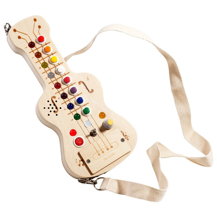 Wooden LED switch light melodic sound optoelectronic guitar busy board children's Montessori early education puzzle toy