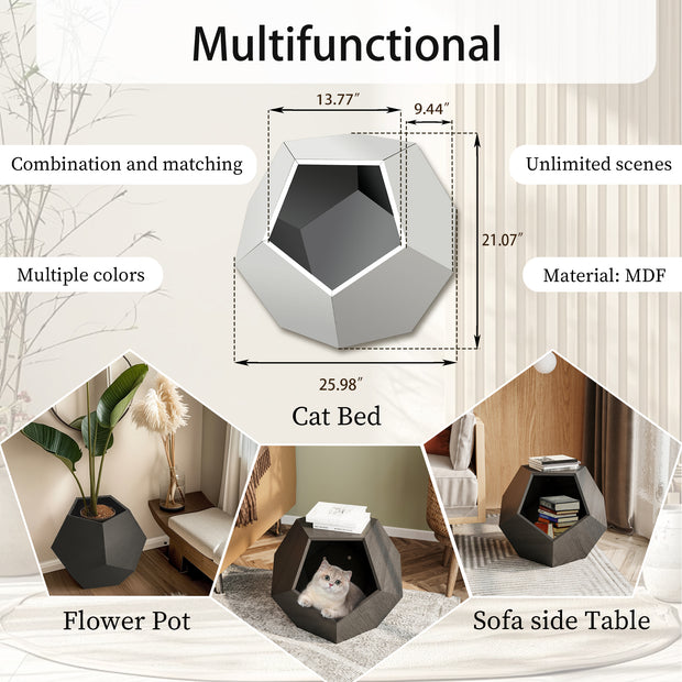 25.98'' Modern Pet Furniture Cat Litter, Sofa Side Table, Planter MDF Multifunctional Furniture, Burmese Sumac