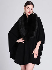 Fashion New Models Women Splicing Plush Cloak Jacket Solid Color Sleeveless Elegant Female Shawl Cloak