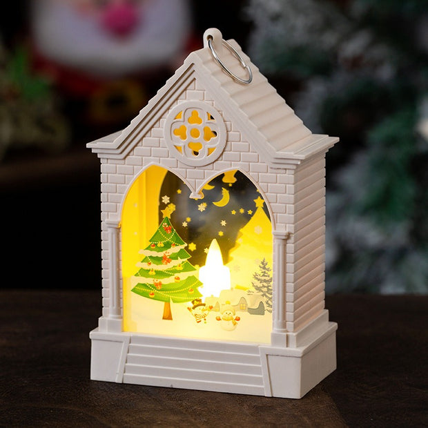 Christmas European style house small night light LED desktop decoration showcase wind light hanging decoration creative props