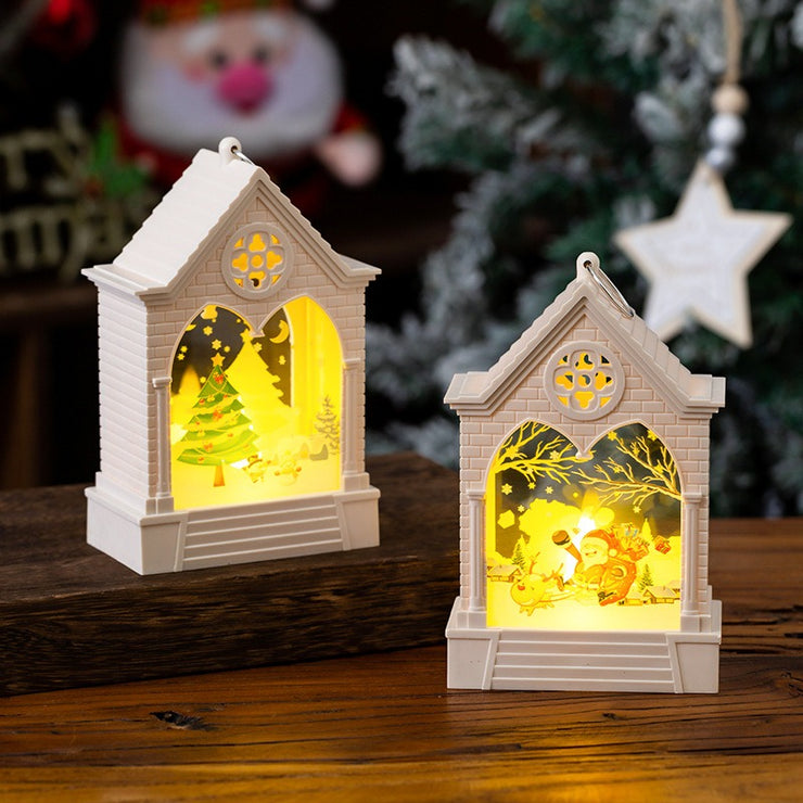 Christmas European style house small night light LED desktop decoration showcase wind light hanging decoration creative props