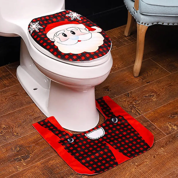 Santa Claus Snowman Reindeer Christmas Toilet Cover Merry Christmas Decor