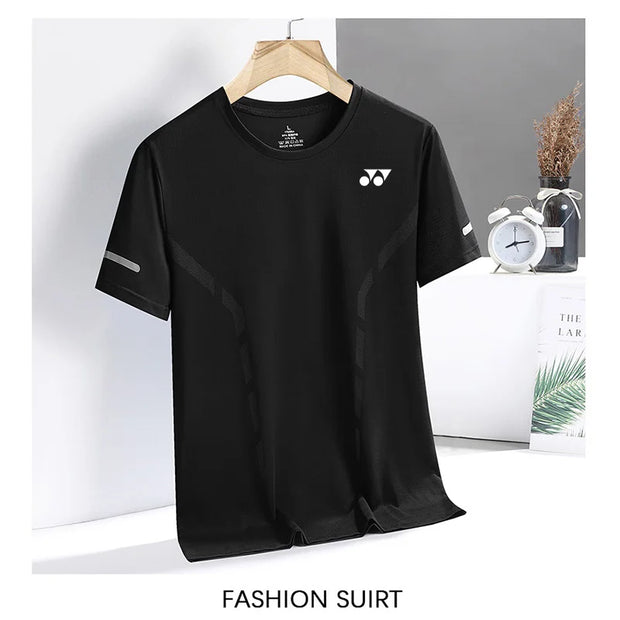 YONEX 2024 New Couple Badminton Suit Tennis Quick-drying Top Short-sleeved T-shirt Sweat-absorbing Deodorizing Breathable