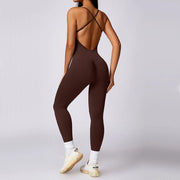 Seamless Gym Set Back V Jumpsuit Women Training Yoga Suit Sportswear Sports Jumpsuit Fitness Rompers Stretch Workout Bodysuits