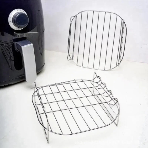 Air Electric Fryer Accessories 430 Stainless Steel Double Layer Grill Rack Barbecue Net Steam Rack Household Air Fryer Rack