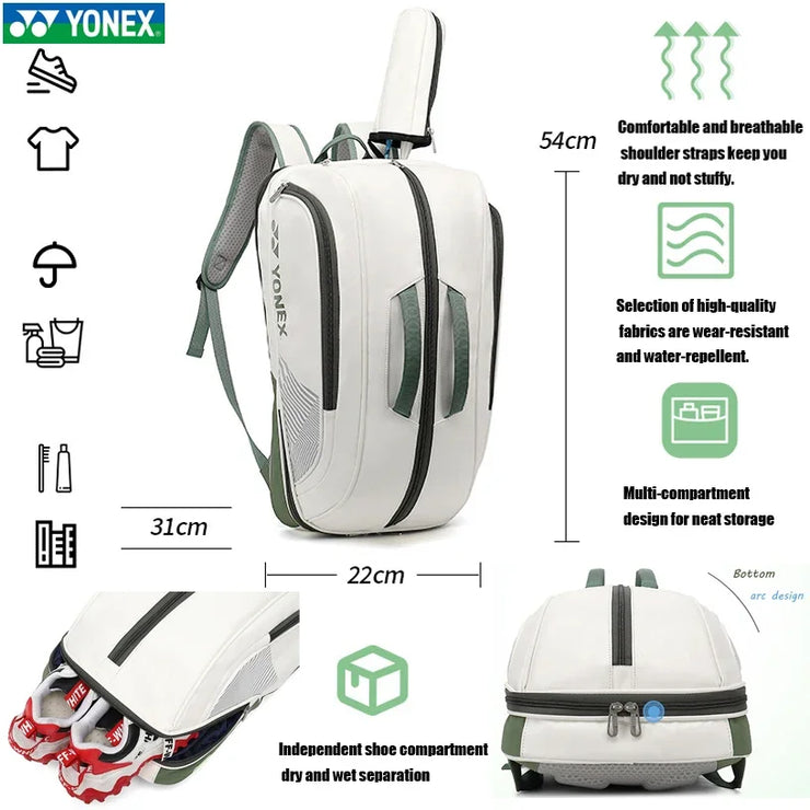 YONEX-Mochila Deportiva De Alta Calidad Para Raqueta De Bádminton, Bolso De Hombro De Cuero Para Tenis, 4-6 Piezas, Ajuste Multi