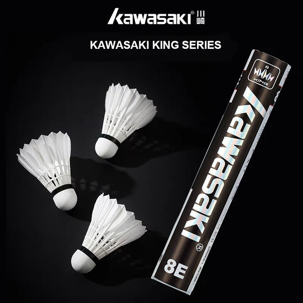 12PCS Kawasaki Badminton Shuttlecock King 8E Goose Feather Badminton Shuttlecock Training Sports Speed 76 77 Badminton Ball