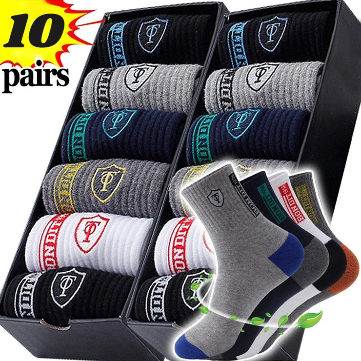 Breathable Cotton Sports Stockings Men Bamboo Fiber Autumn and Winter Men Socks Sweat Absorption Deodorant Business Sox