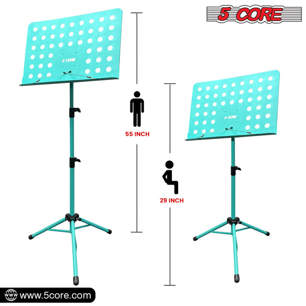 5Core Music Stand For Sheet Music Portablr Folding Tripod + Detachable