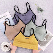 Sports Bra Crop Top Underwear Outdoor Threaded Sports Letter Camisole Active Wear Women Padded Bustier Wrap Bra Underwear