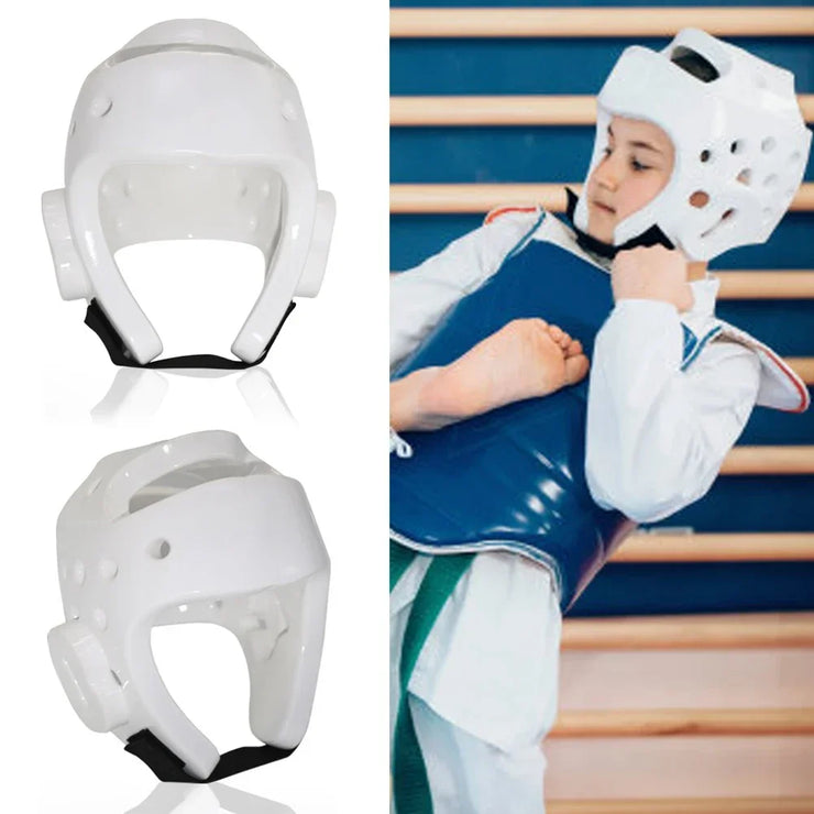 Professional Taekwondo White Helmet Muay Thai Sanda Karate Free Combat Training Tools Competition Helmet Sports Equipment Gifts