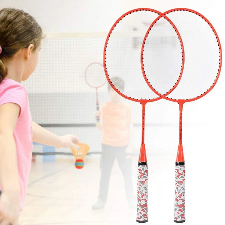 NEW-Badminton Rackets for Children,Shuttlecocks Racquet Sports Set with 2 Balls for Kids Players Indoor Outdoor Sport