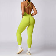 Seamless Gym Set Back V Jumpsuit Women Training Yoga Suit Sportswear Sports Jumpsuit Fitness Rompers Stretch Workout Bodysuits