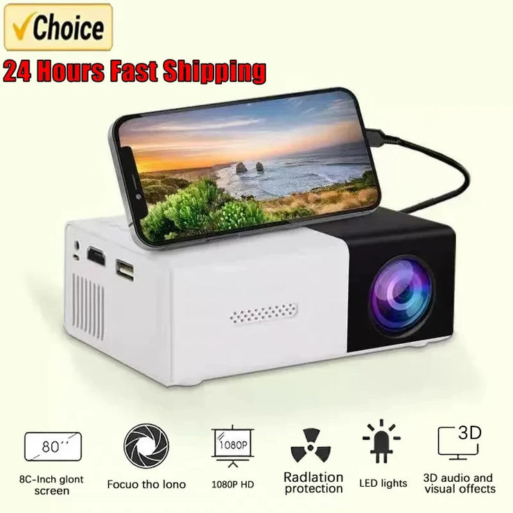 YG300 multimedia entertainment projector, home theater, outdoor entertainment, can be charged by mobile power supply