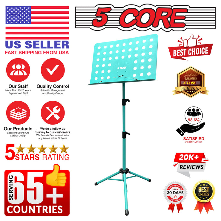 5Core Music Stand For Sheet Music Portablr Folding Tripod + Detachable